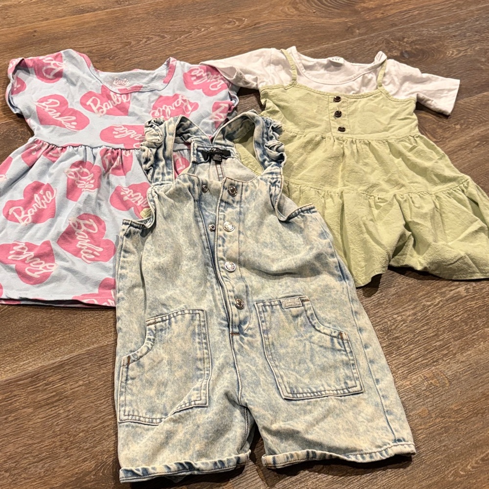 2 Girls Dresses, 1 Romper